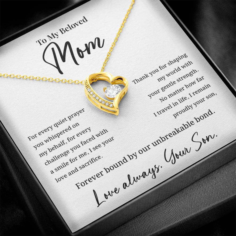 Elegant Necklace for Mom from Son with Heartfelt Message Card
