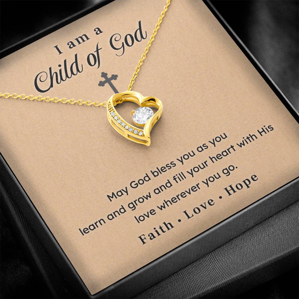 Christian Necklace Gift – I Am a Child of God with Faith Message