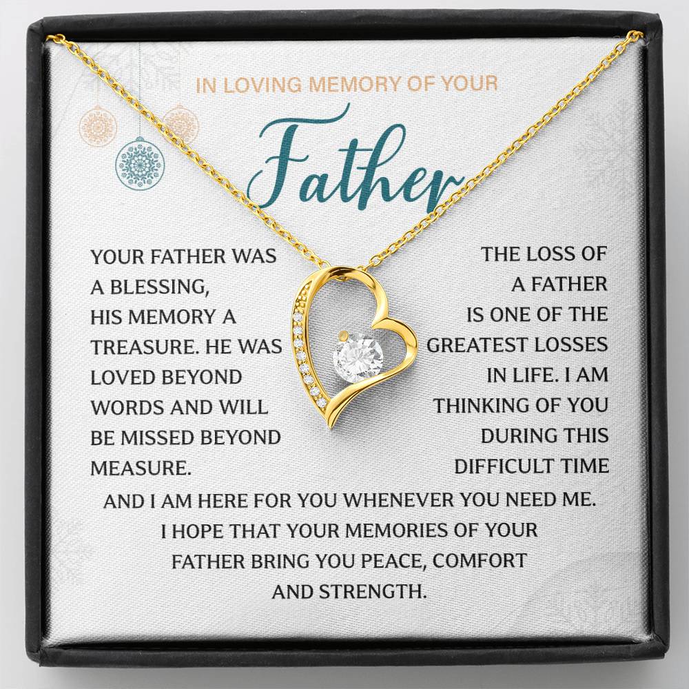 Sympathy Necklace Gift for Loss of Father with Message Card