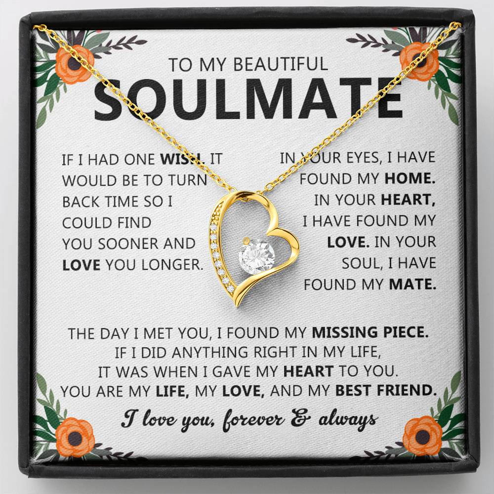 Soulmate Heart Pendant Necklace with Love Note