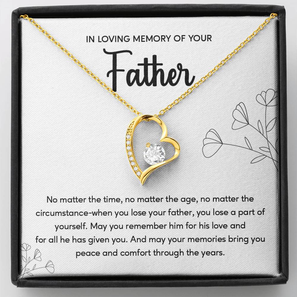 Sympathy Gift for Loss of Father Heart Necklace with Message Card