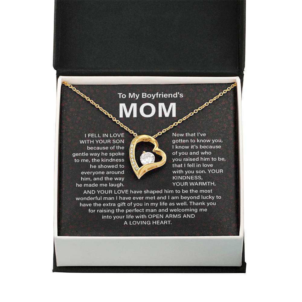 Boyfriend’s Mom Necklace Gift with Heart Pendant