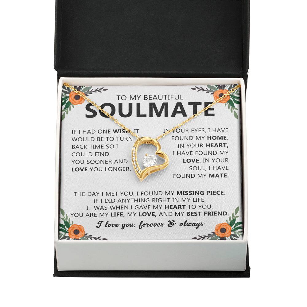 Soulmate Heart Pendant Necklace with Love Note