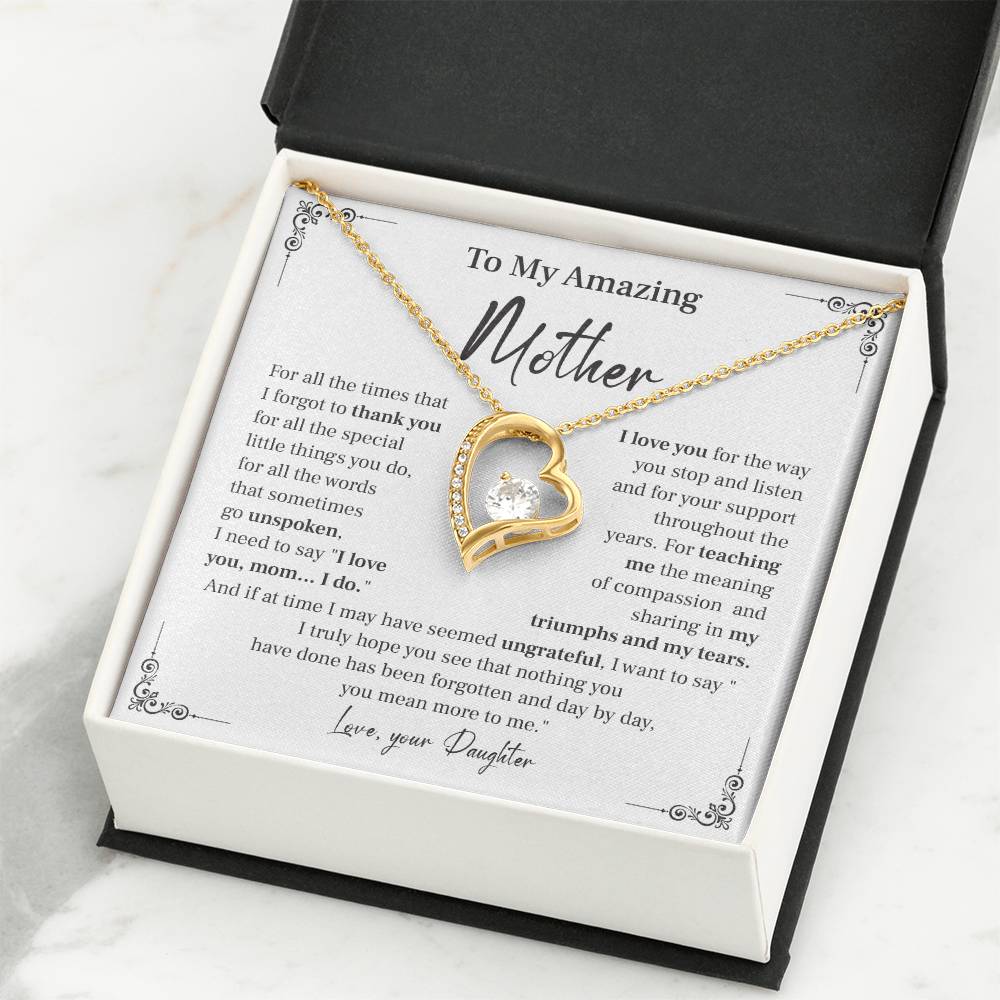 Mother Necklace Gift from Daughter with Message Card