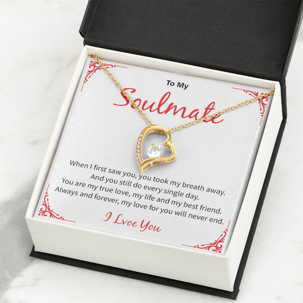 Soulmate Necklace Gift for Wife – I Love You Message Card