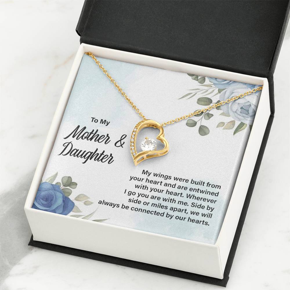 Mother Daughter Heart Necklace with Message Card