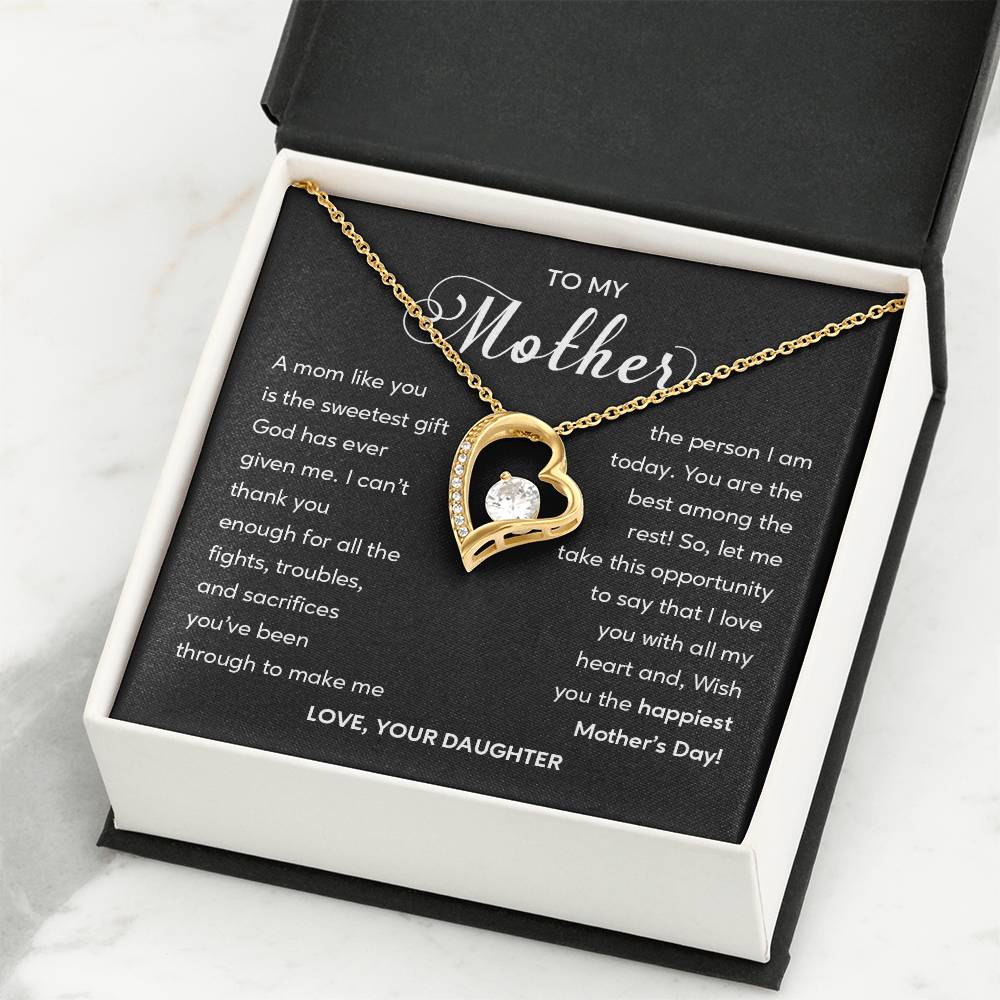 Heart Shape Necklace For Mom From Daughter With Gift Box