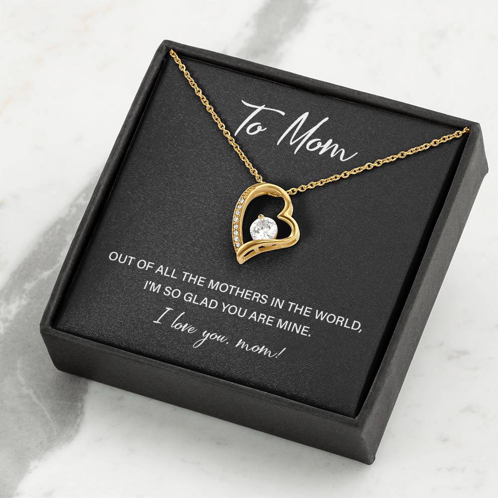 Heart Necklace for Mom With Sweet Love Note and Gift Box