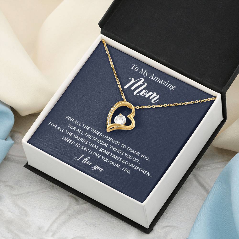 To My Mom Necklace Gift With Thank You Message Card