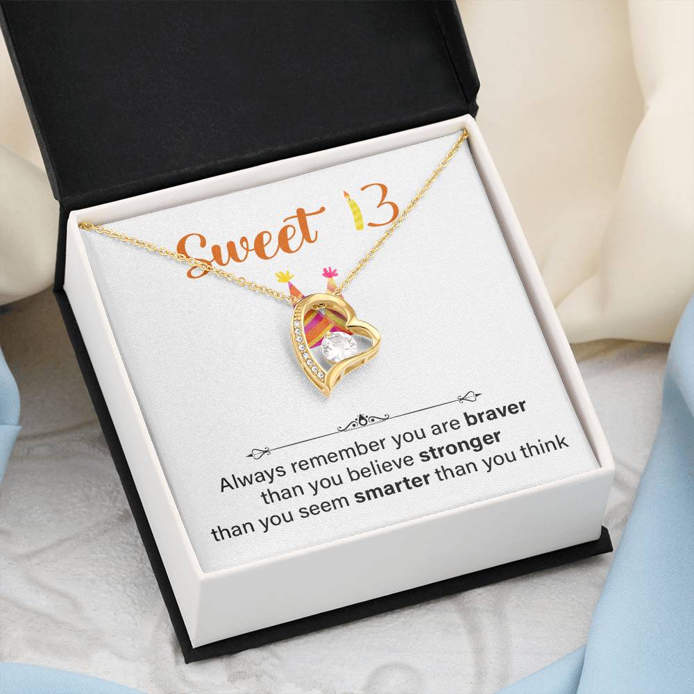 Sweet 13 Birthday Necklace Gift for Girl – Inspirational Heart Pendant