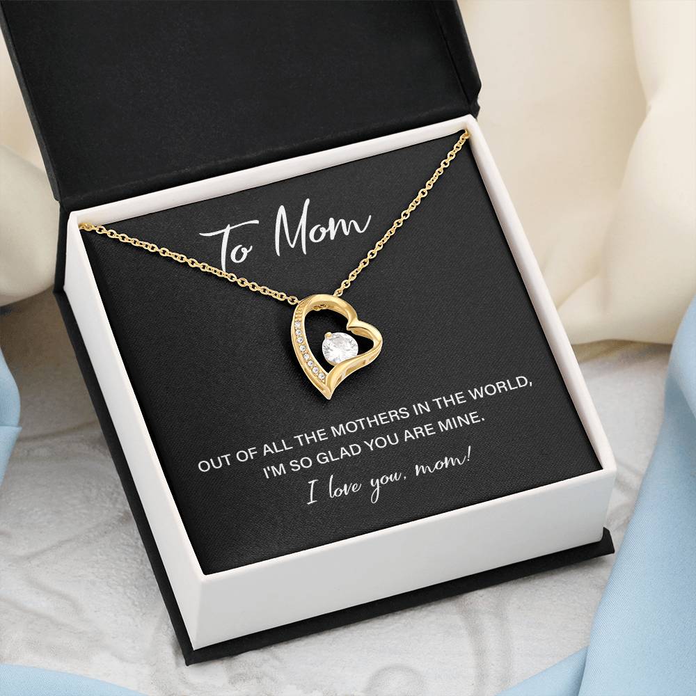 Heart Necklace for Mom With Sweet Love Note and Gift Box