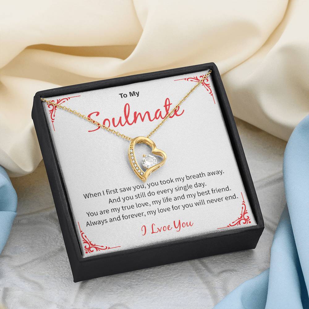 Soulmate Necklace Gift for Wife – I Love You Message Card