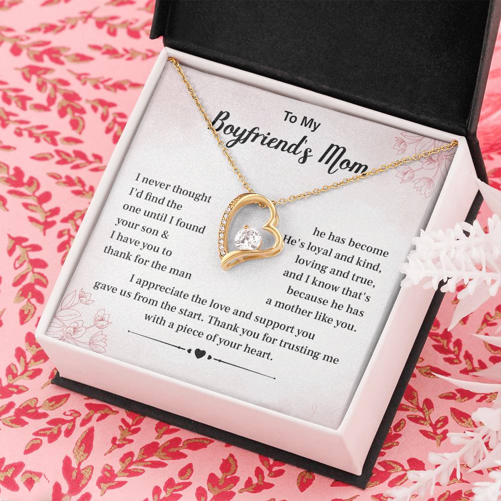 Boyfriend’s Mom Gift Necklace with Heartfelt Card