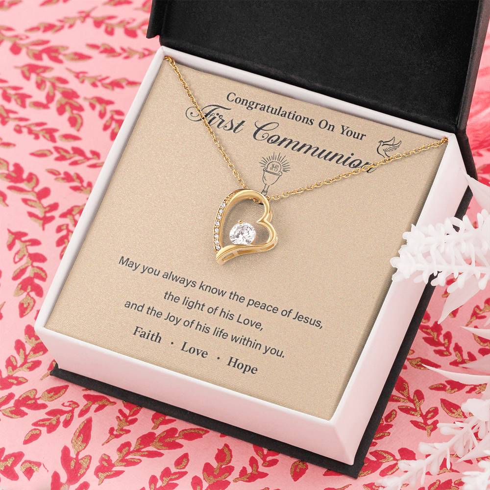 First Communion Necklace Gift with Message Card