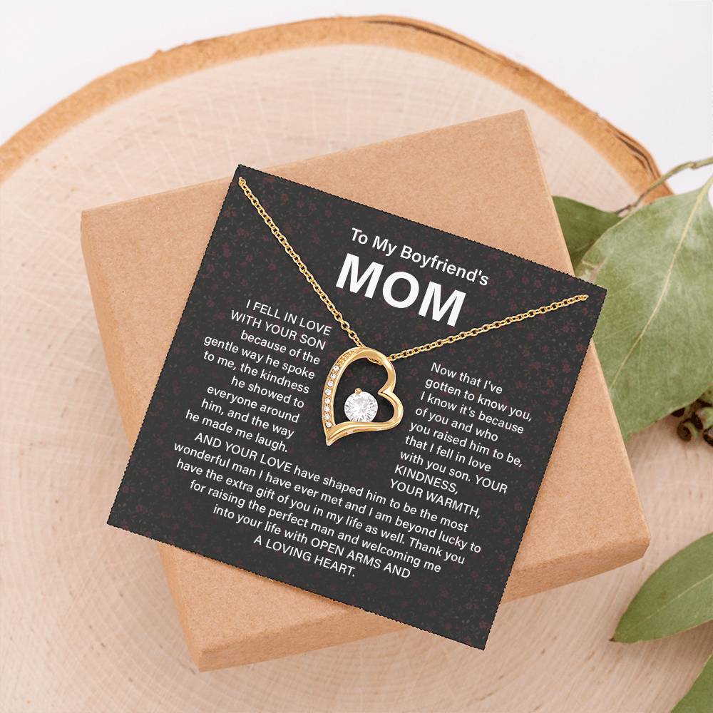 Boyfriend’s Mom Necklace Gift with Heart Pendant