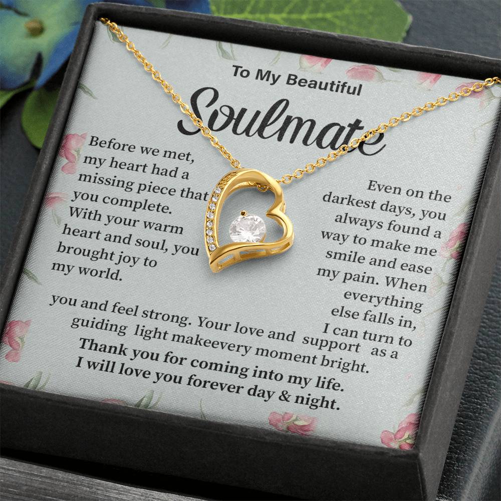 Soulmate Necklace Gift for Her – Romantic Message Card