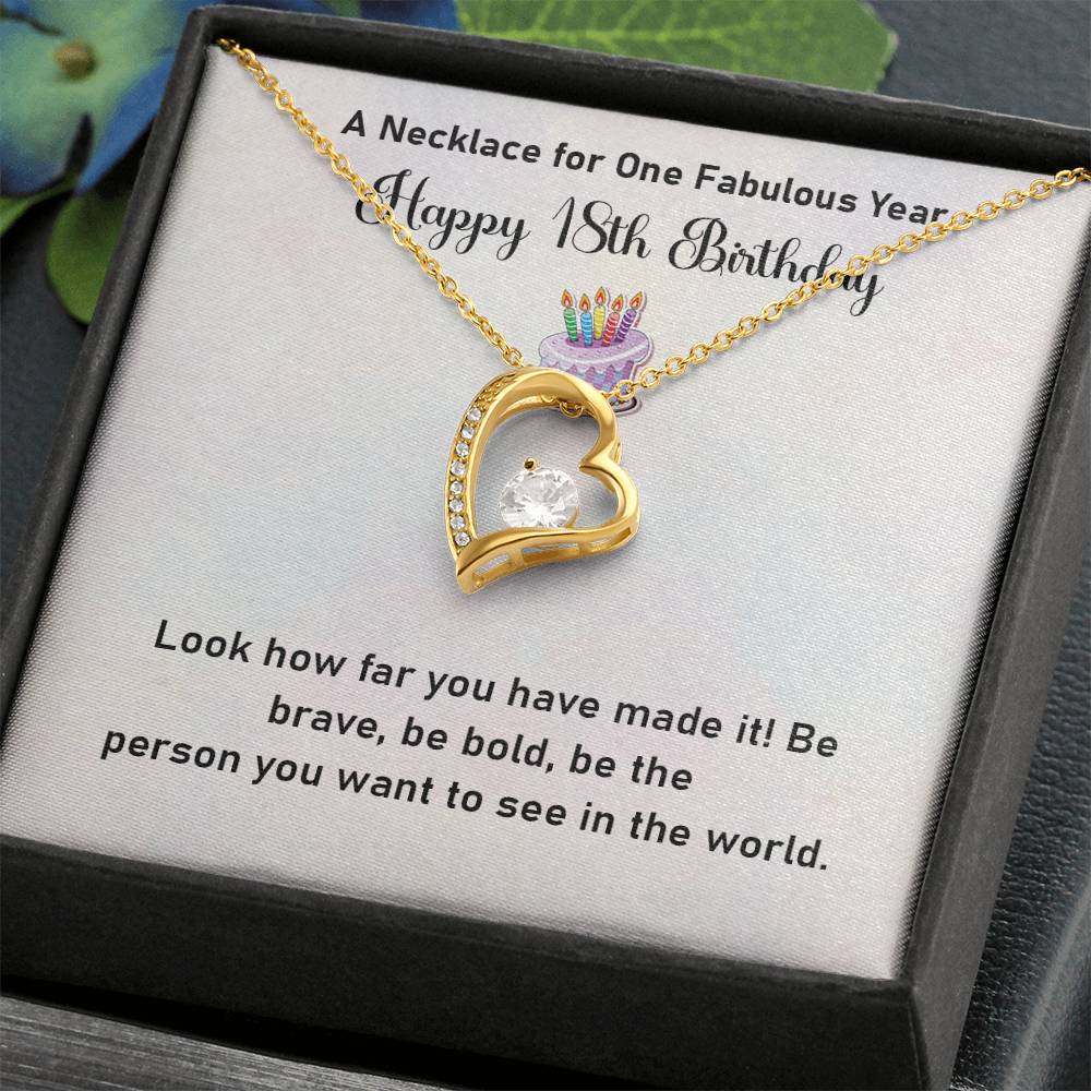 18th Birthday Necklace Gift for Her – Bold & Brave Message Box