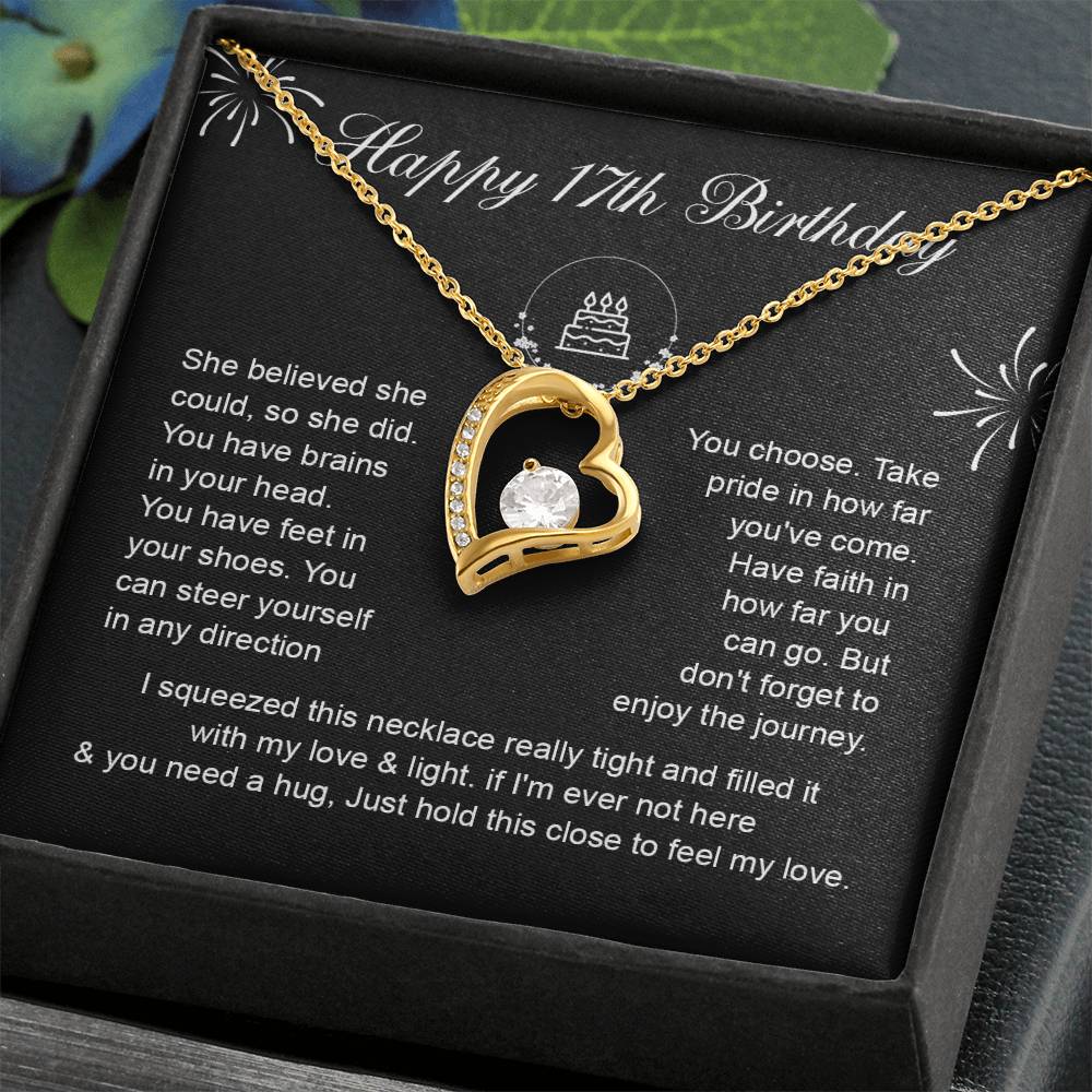 17th Birthday Heart Necklace Gift for Daughter – Message Card Box