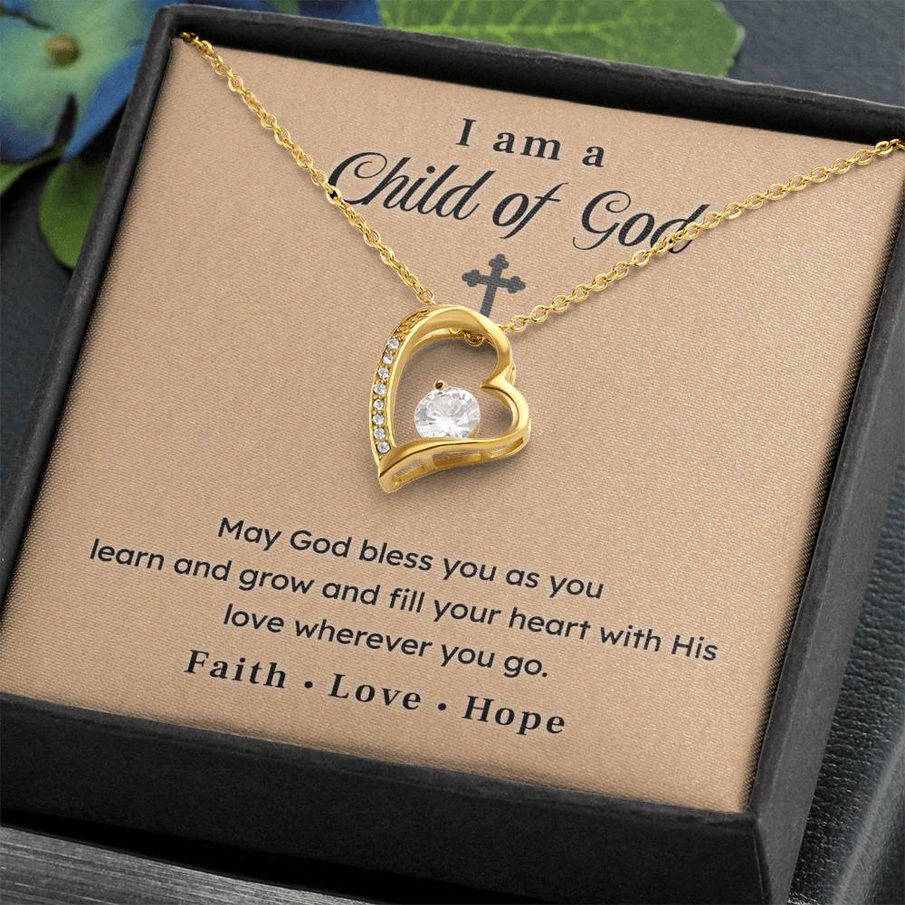 Christian Necklace Gift – I Am a Child of God with Faith Message