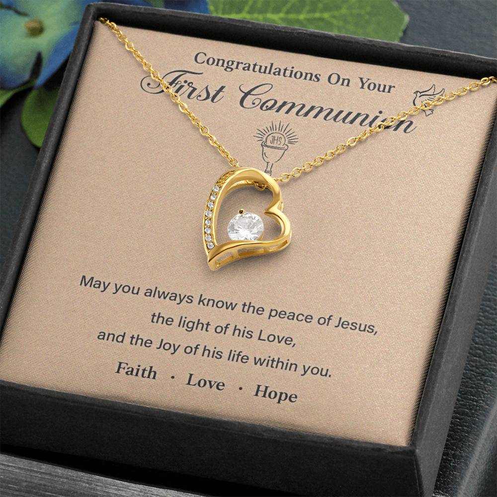 First Communion Necklace Gift with Message Card