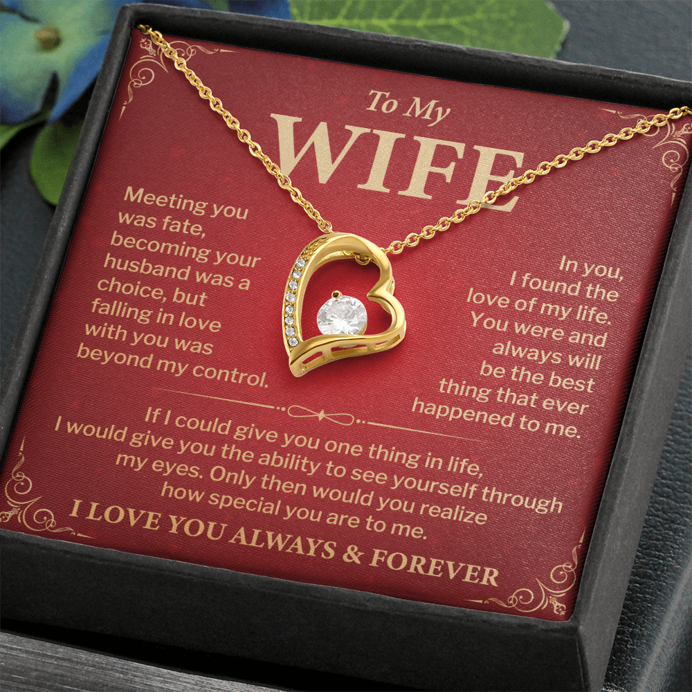 Wife Necklace Gift from Husband – Heart Pendant with Romantic Love Message Card