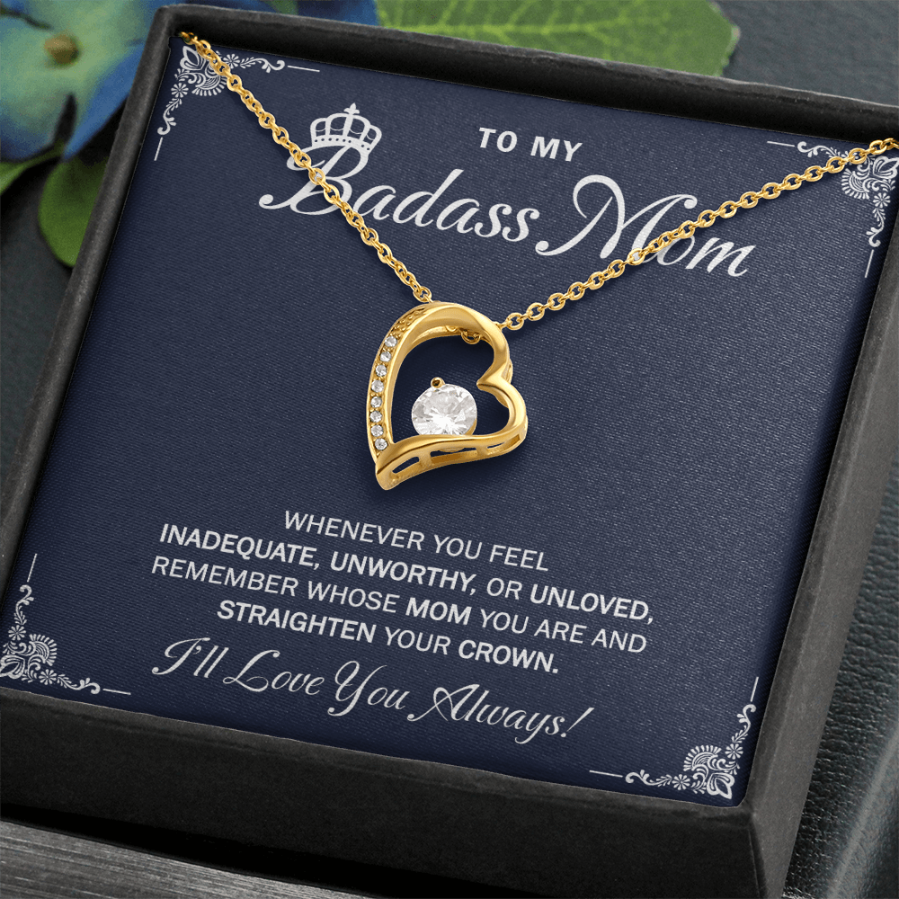 To My Badass Mom Necklace Gift From Daughter with Message Card