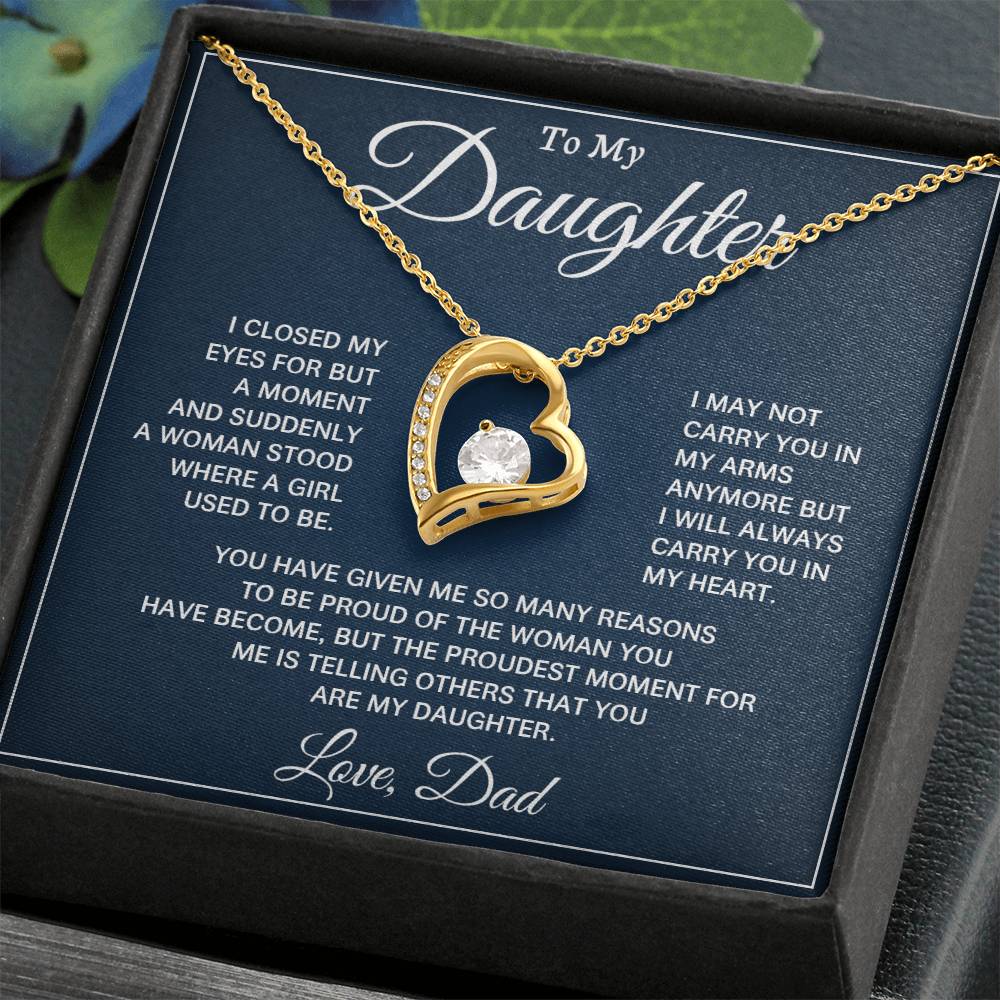 Emotional Dad to Daughter Gift – Heart Necklace with Loving Note