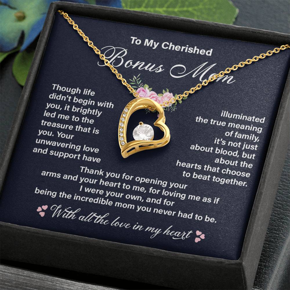 Cherished Bonus Mom Necklace Gift from Daughter