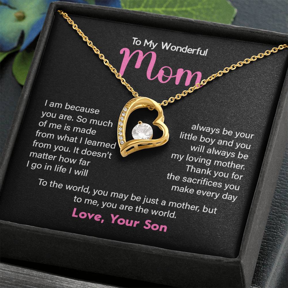 Meaningful Gift for Mom from Son – Heart Necklace with Loving Quote