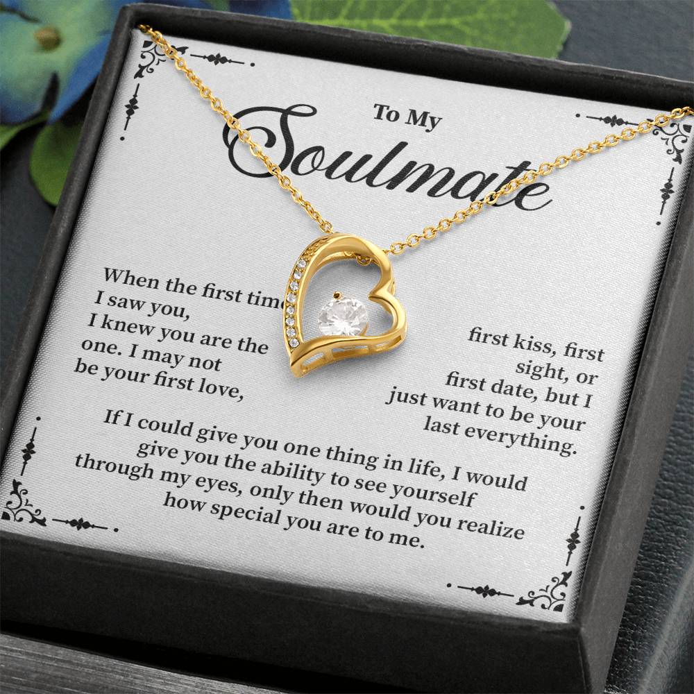 Soulmate Heart Necklace Gift with Romantic Message Card