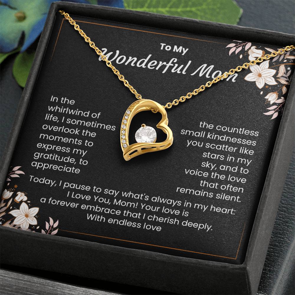 Wonderful Mom Necklace Gift From Children With Message Card