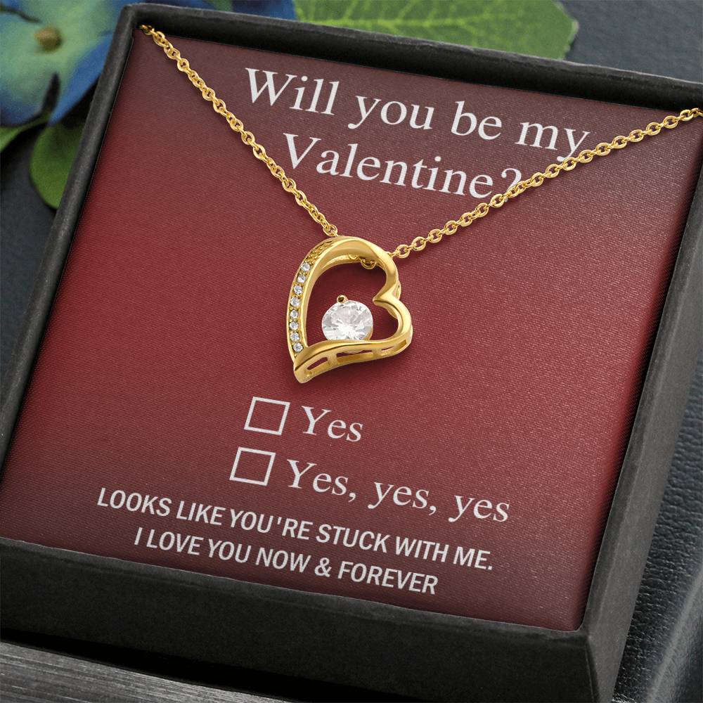 Valentine Heart Necklace Gift with Cute Proposal Card