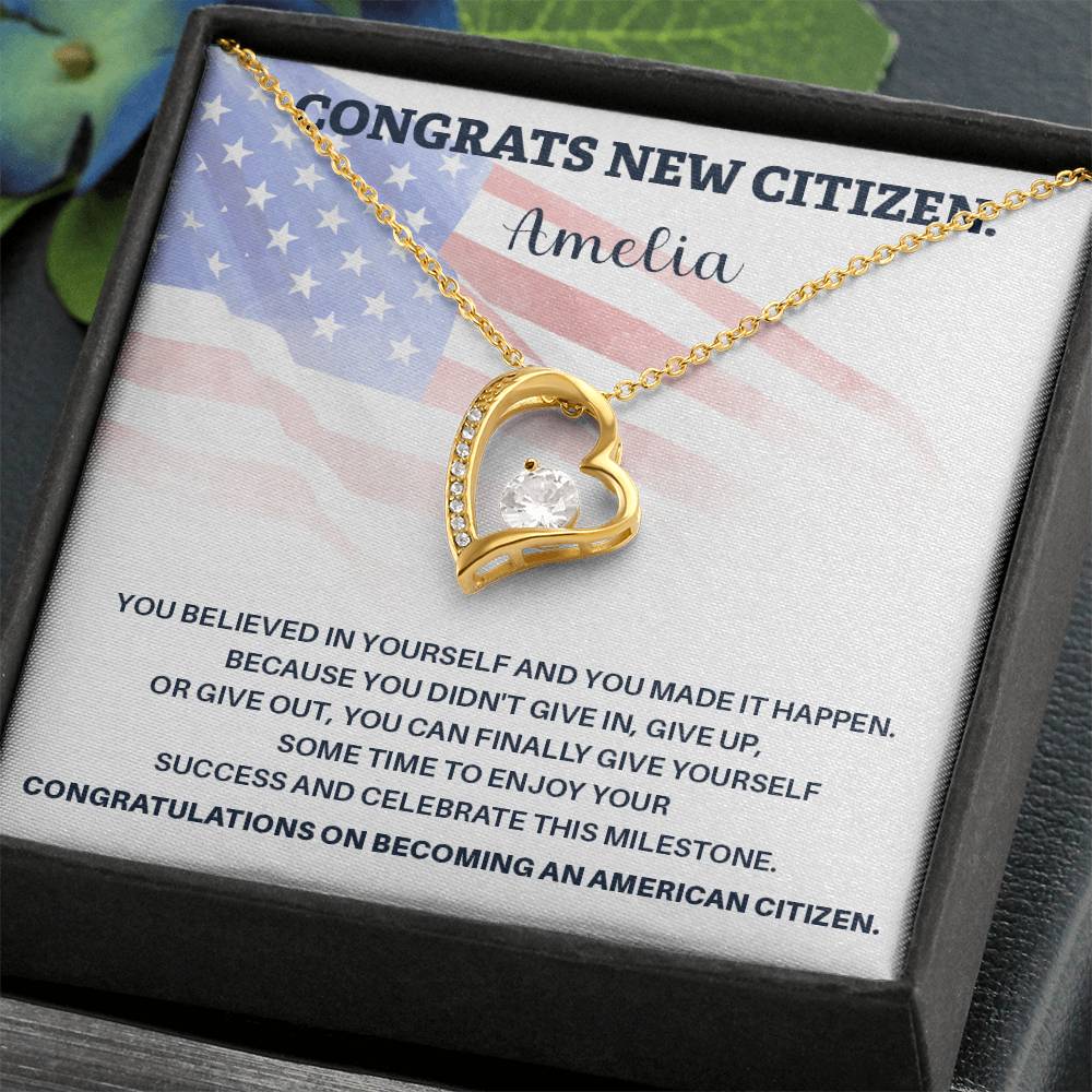 American Citizenship Gift for Woman – Flag Card Inside
