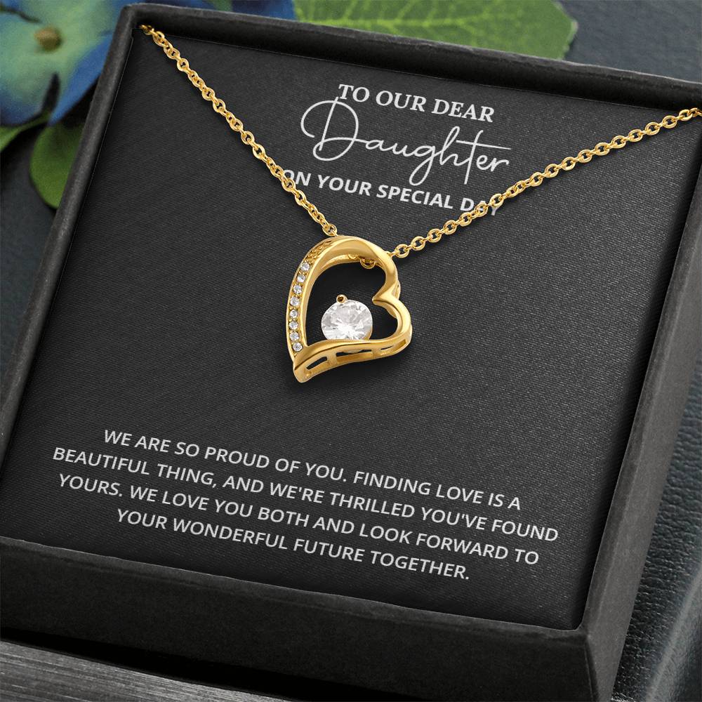 Daughter Engagement Necklace from Parents – Elegant Heart Pendant Gift