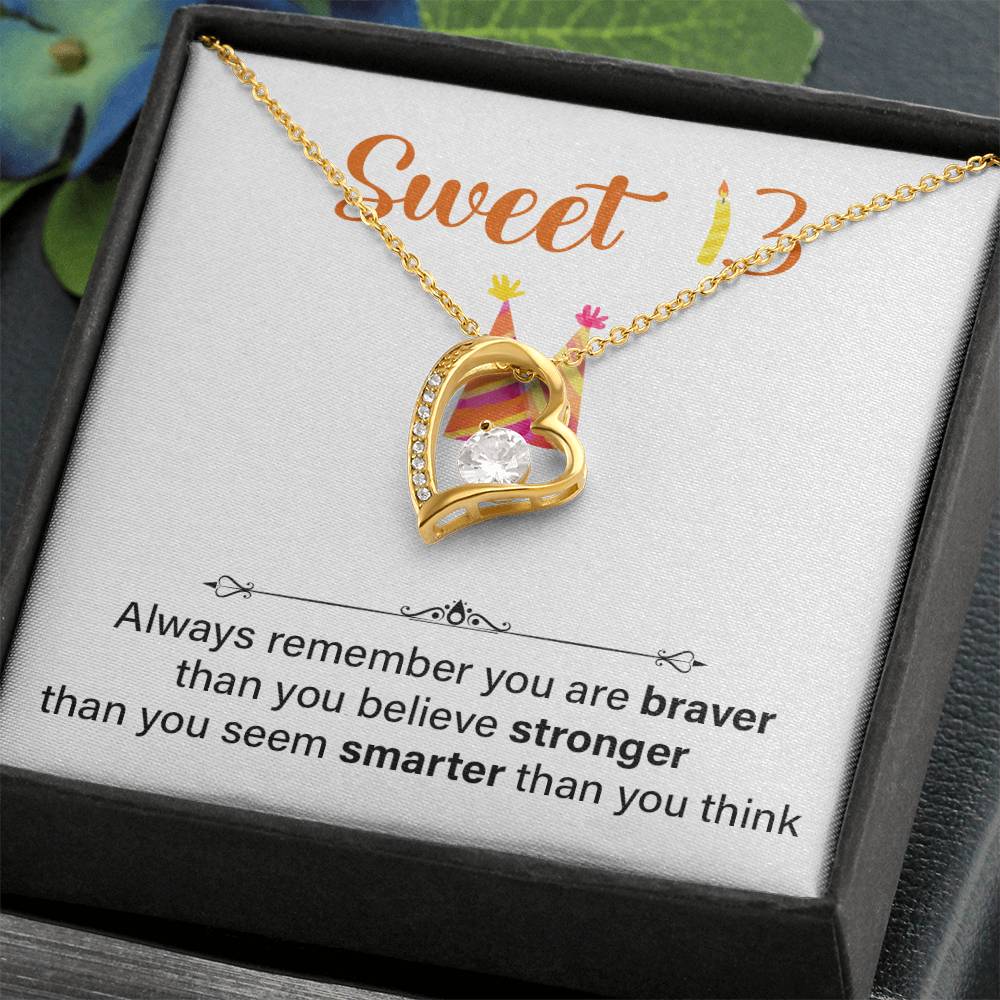 Sweet 13 Birthday Necklace Gift for Girl – Inspirational Heart Pendant