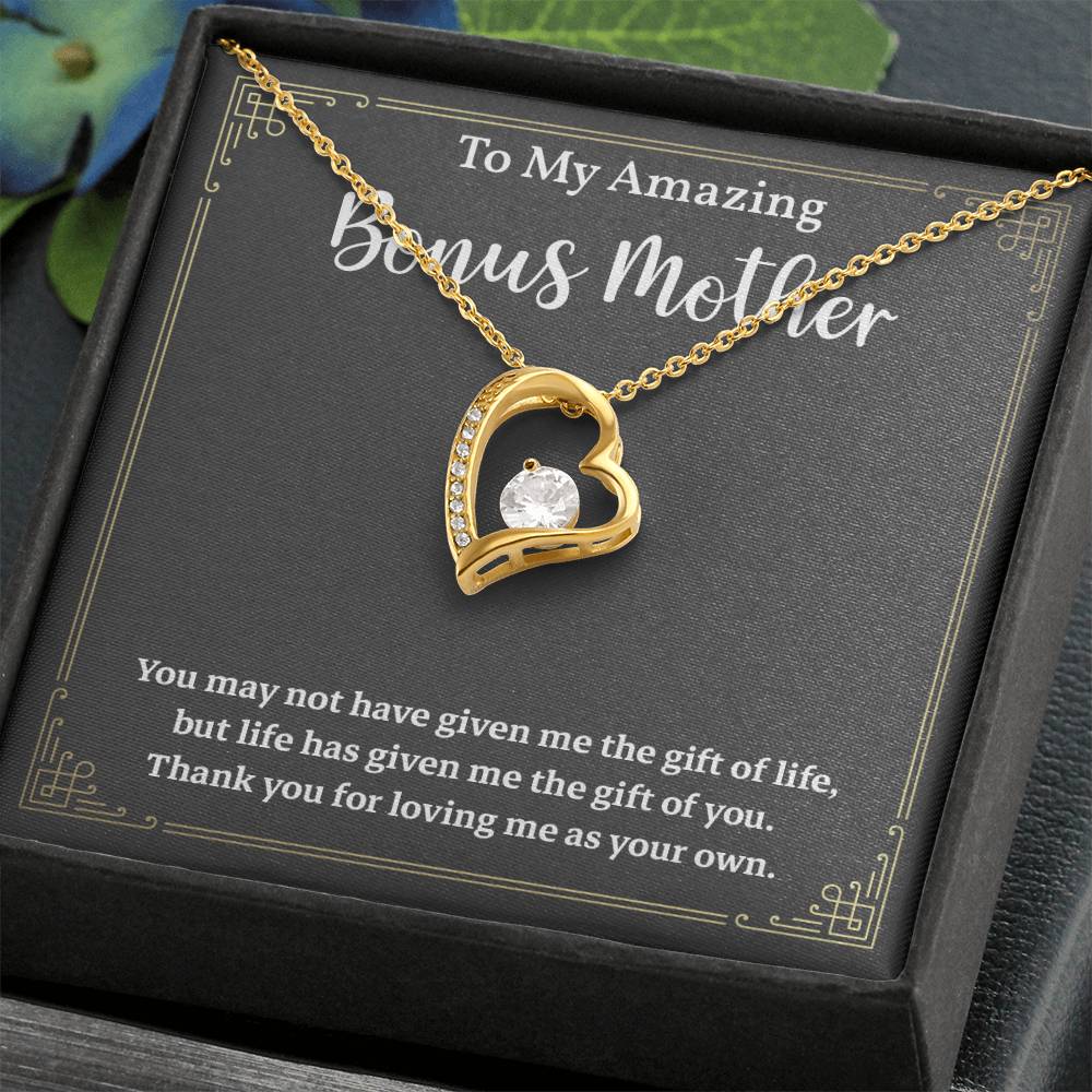 Bonus Mom Necklace Gift Message Card and Gift Box