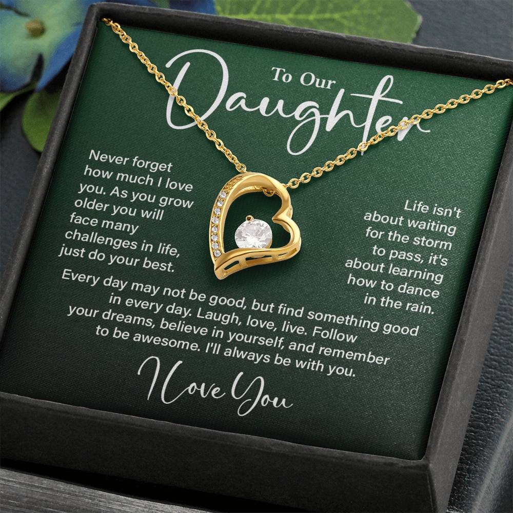Daughter Gift from Mom and Dad – Love You Heart Necklace