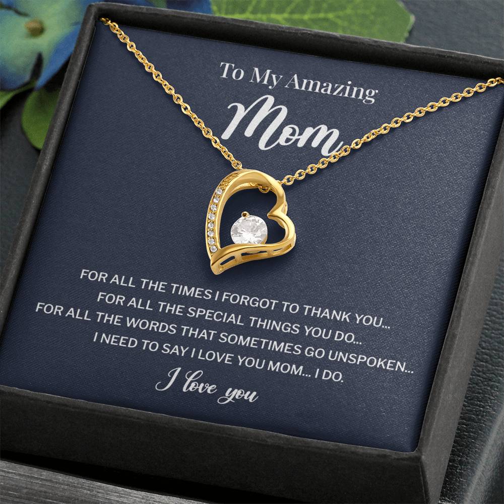 To My Mom Necklace Gift With Thank You Message Card