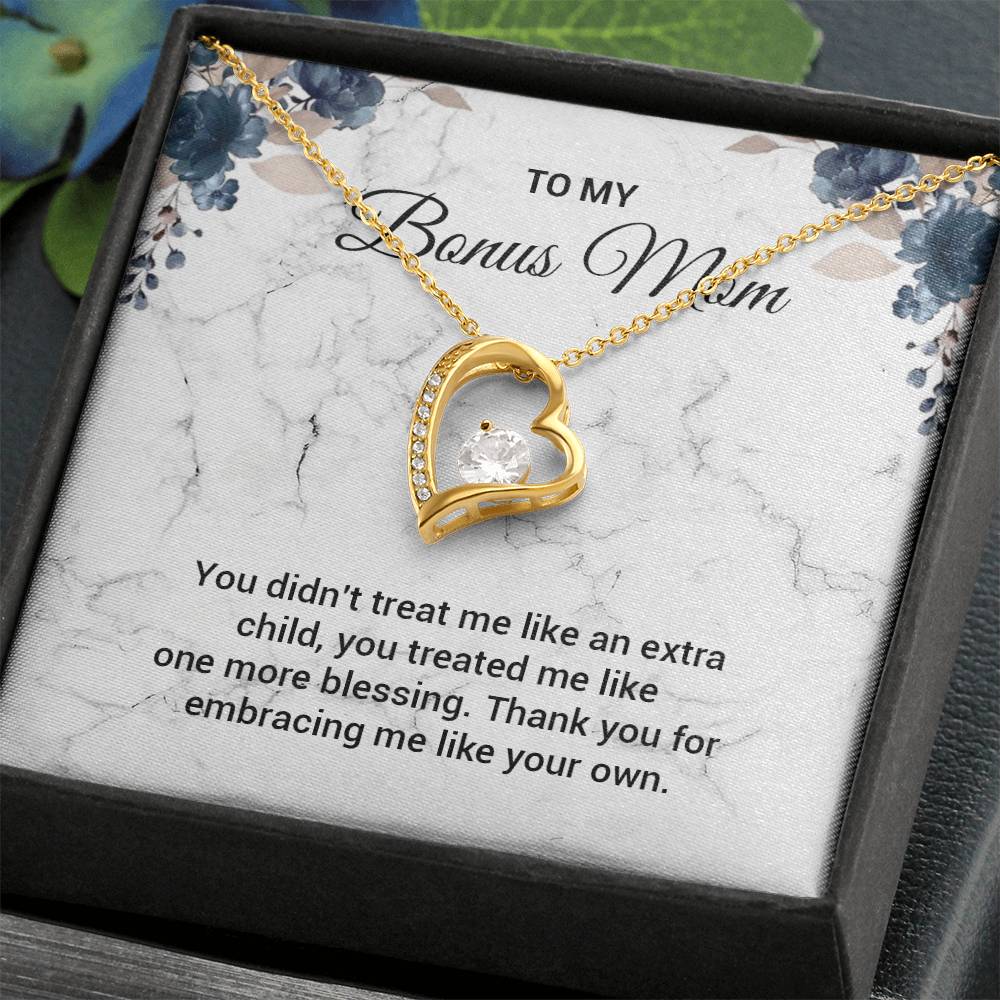 Bonus Mom Heart Necklace Gift with Message Card
