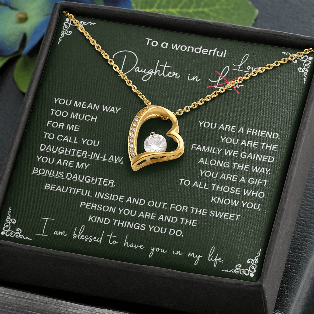Bonus Daughter Necklace Gift – Daughter-in-Love Heart Pendant