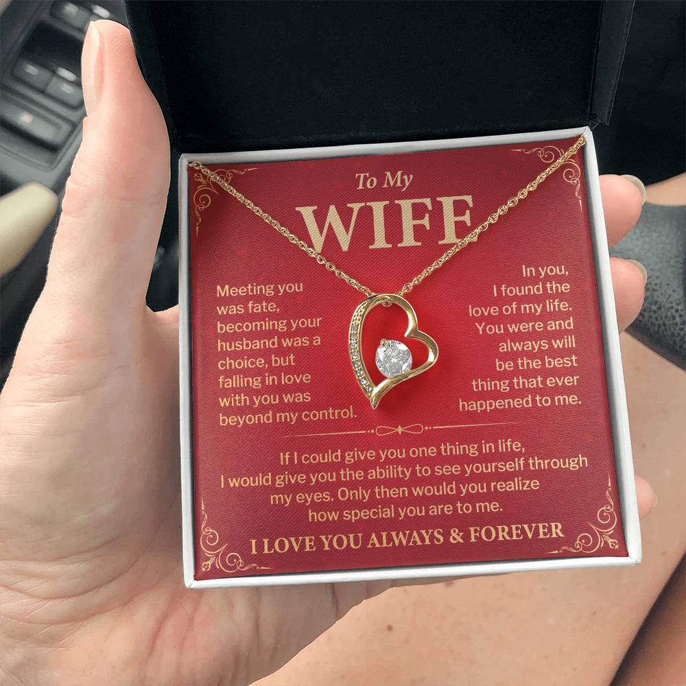 Wife Necklace Gift from Husband – Heart Pendant with Romantic Love Message Card