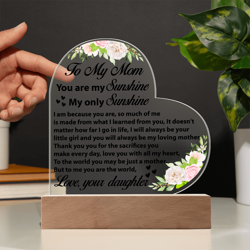 To My Mom Heart Plaque Mother’s Day Birthday Gift from Daughter