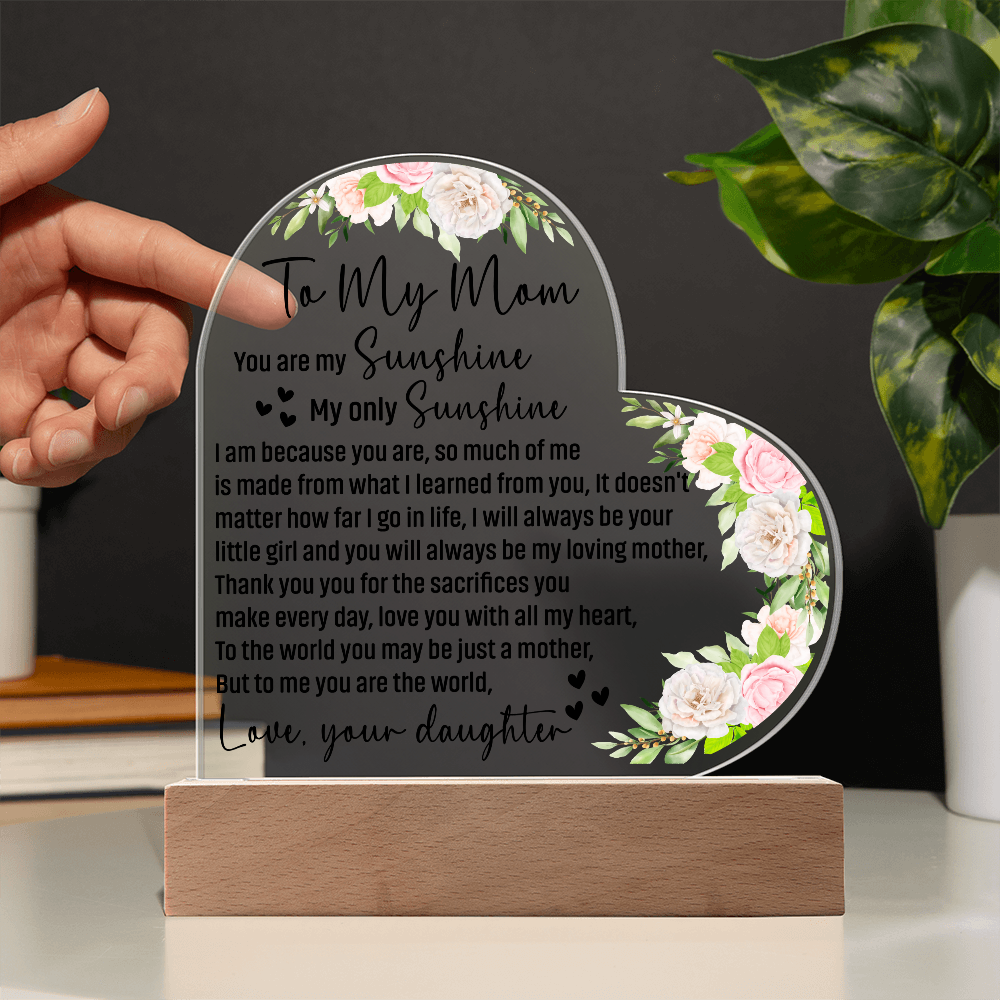 To My Mom Acrylic Heart Plaque Mother's Day Gift from Daughter