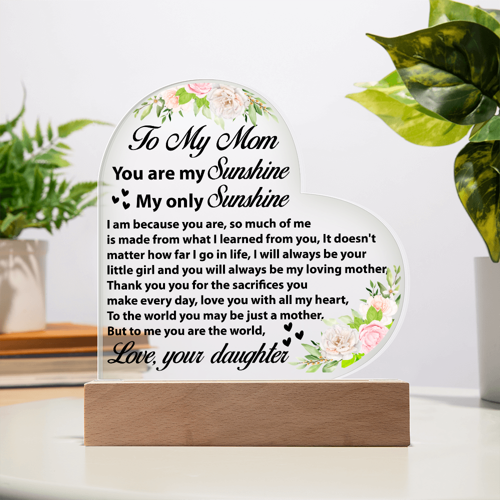 To My Mom Heart Plaque Mother’s Day Birthday Gift from Daughter