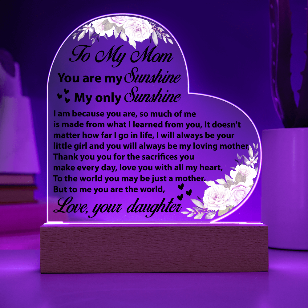 To My Mom Heart Plaque Mother’s Day Birthday Gift from Daughter