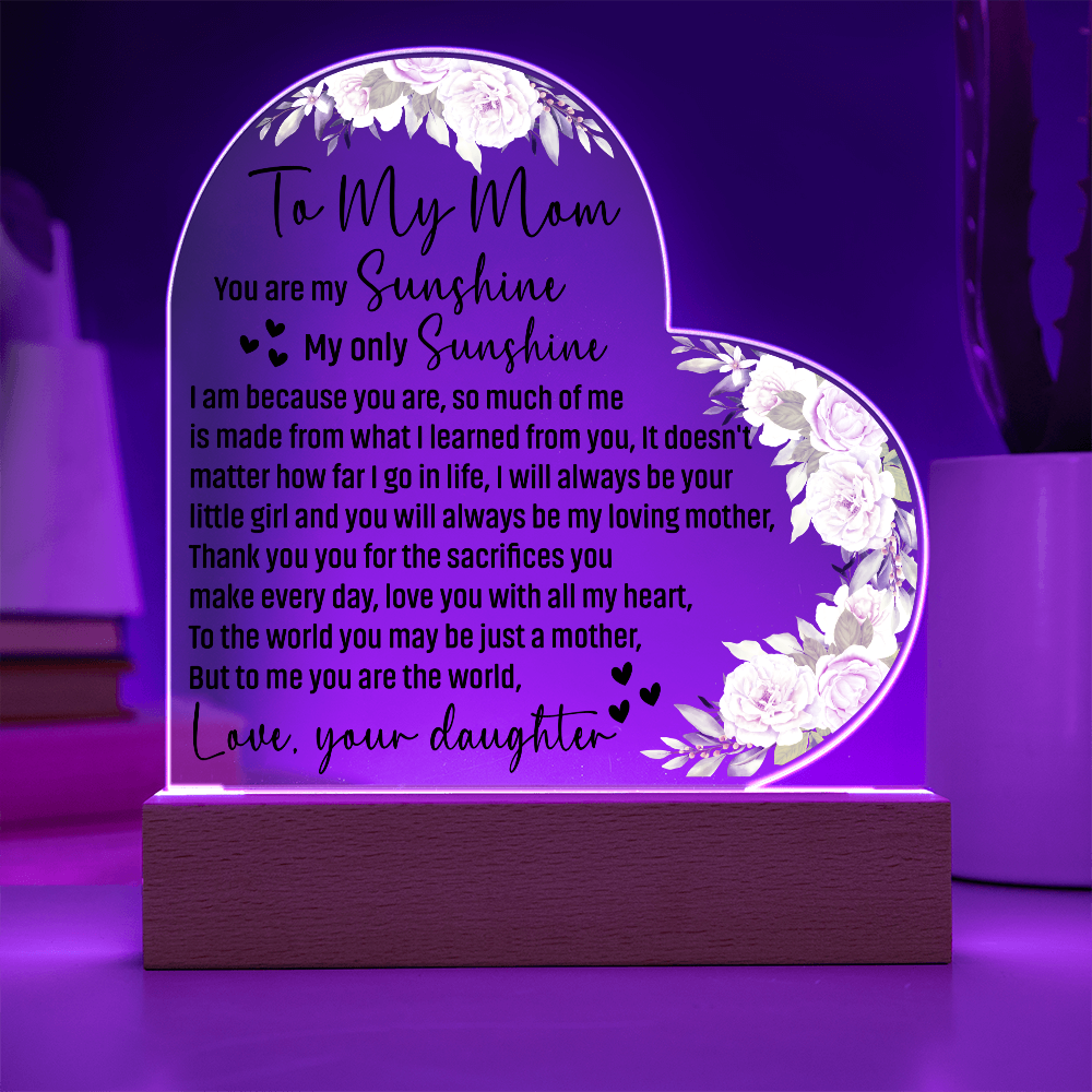 To My Mom Acrylic Heart Plaque Mother's Day Gift from Daughter
