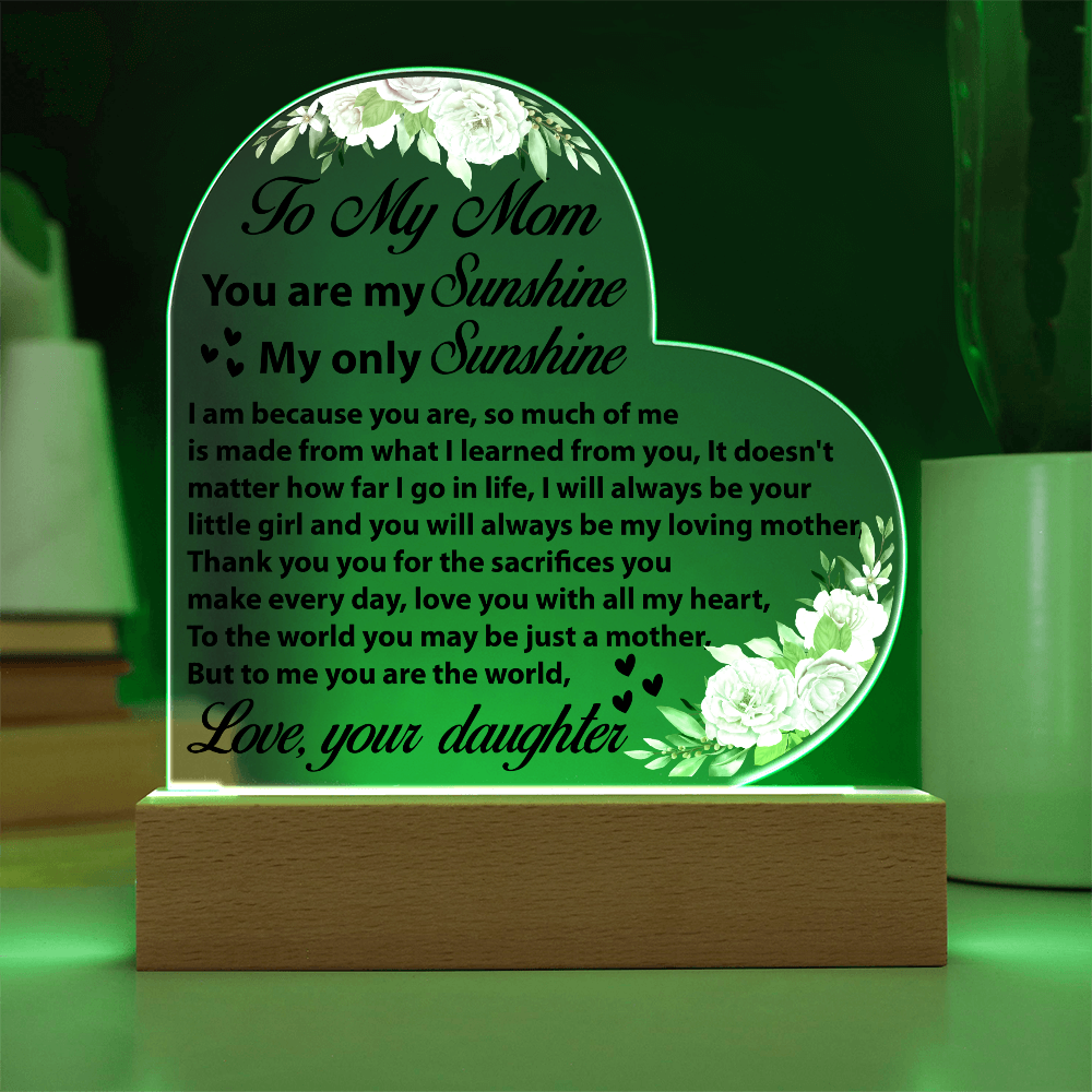 To My Mom Heart Plaque Mother’s Day Birthday Gift from Daughter