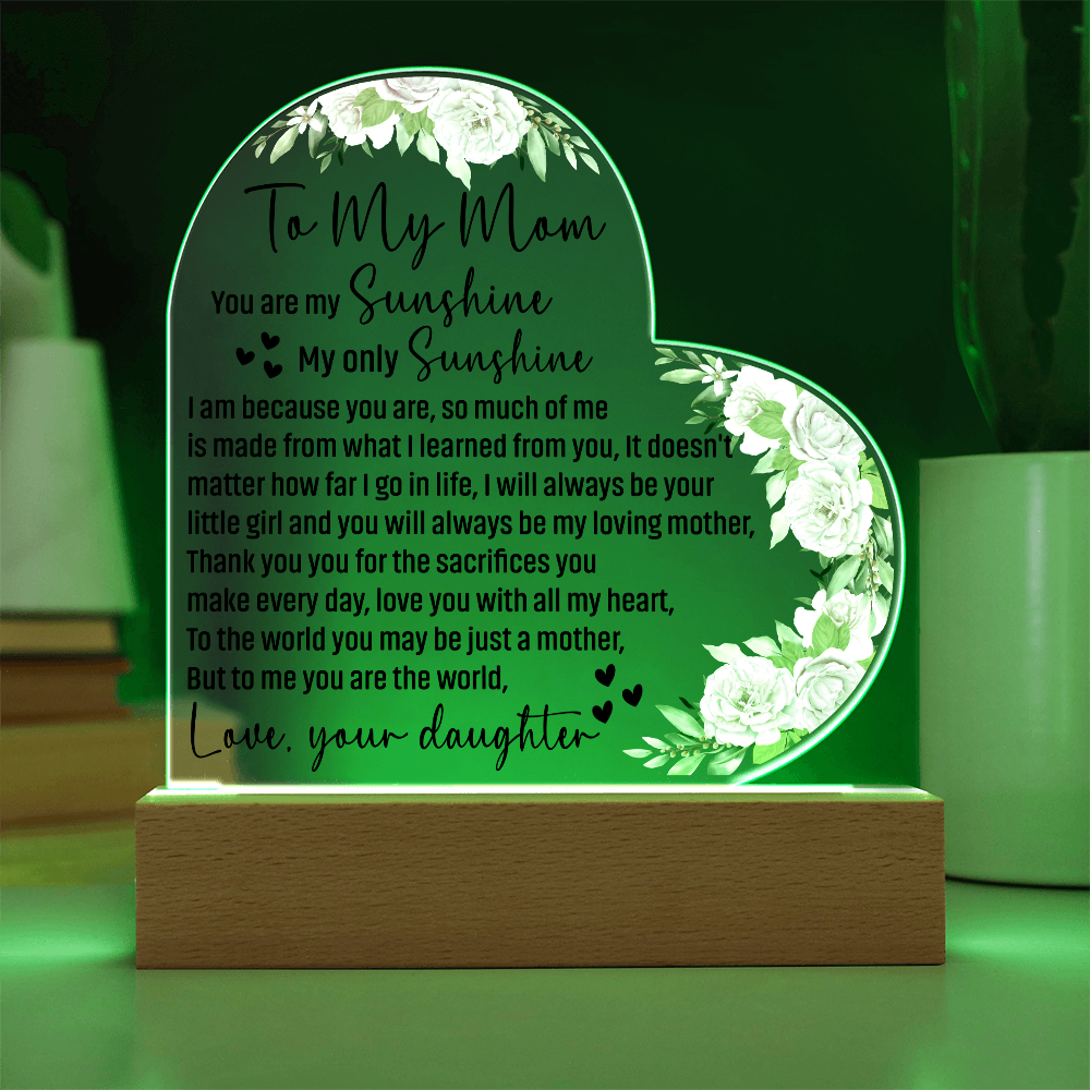 To My Mom Acrylic Heart Plaque Mother's Day Gift from Daughter