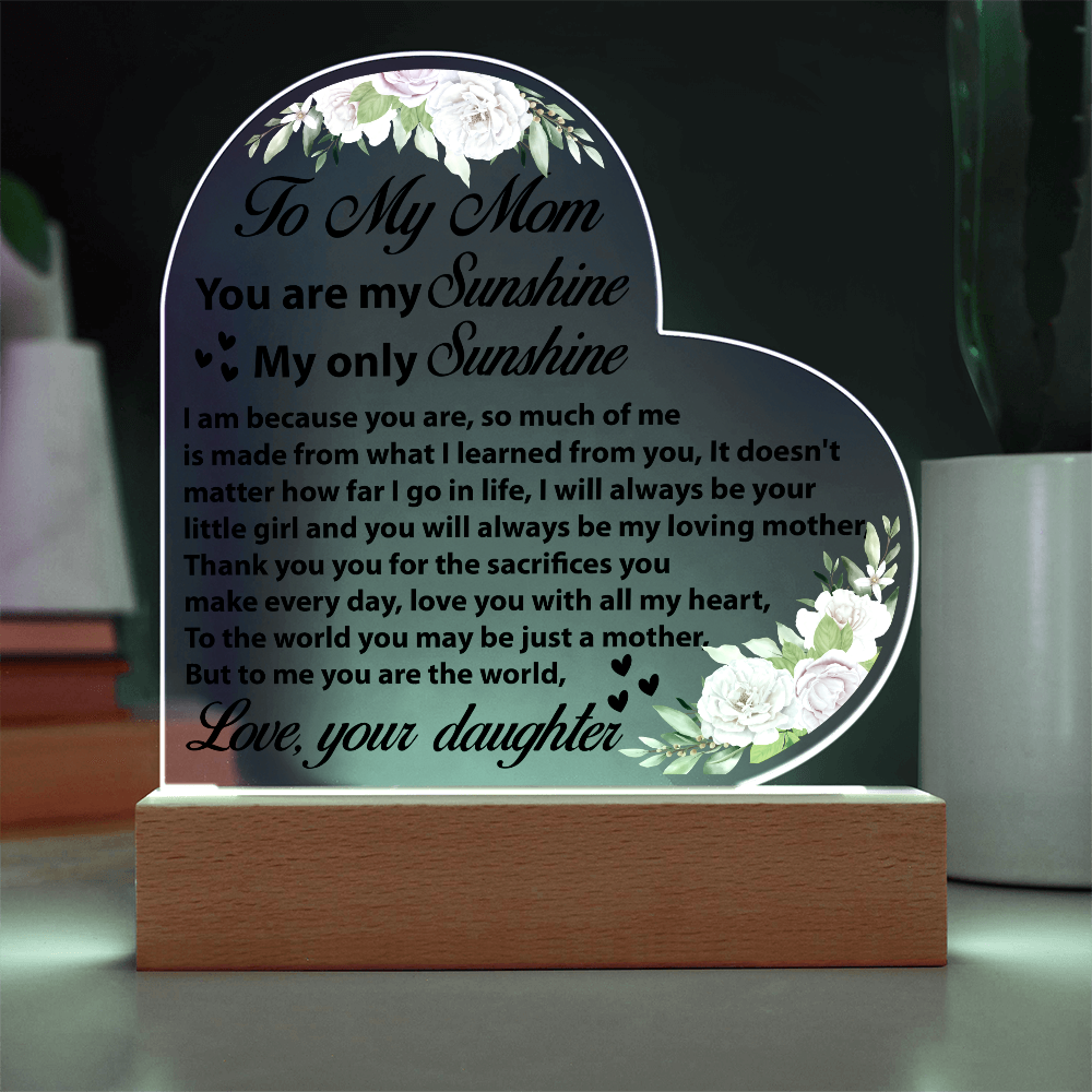 To My Mom Heart Plaque Mother’s Day Birthday Gift from Daughter