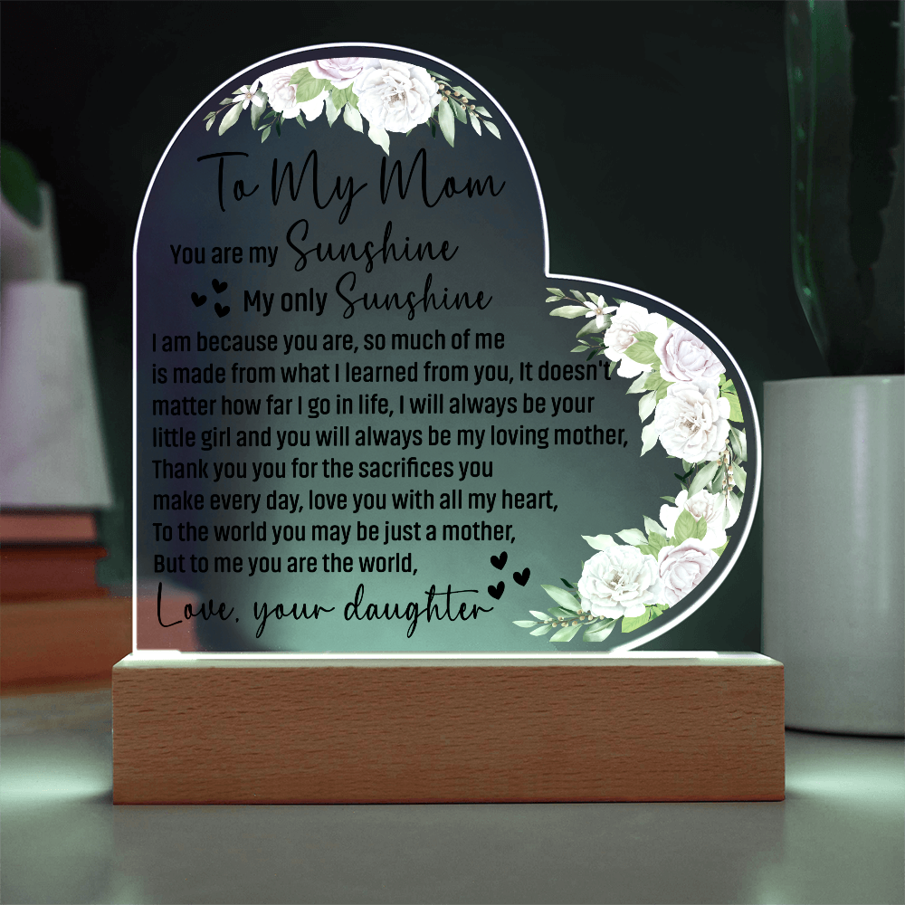 To My Mom Acrylic Heart Plaque Mother's Day Gift from Daughter